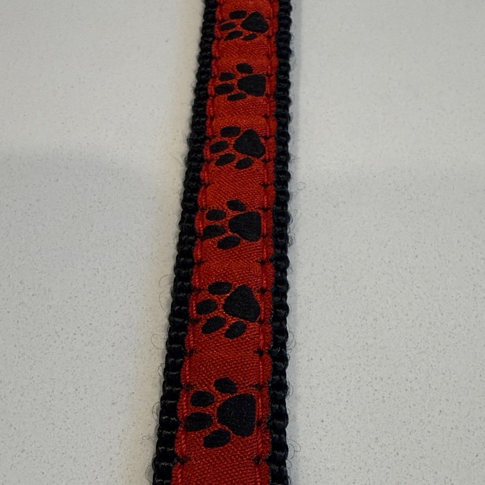 Red and Black Dog Collar with Paw Prints
